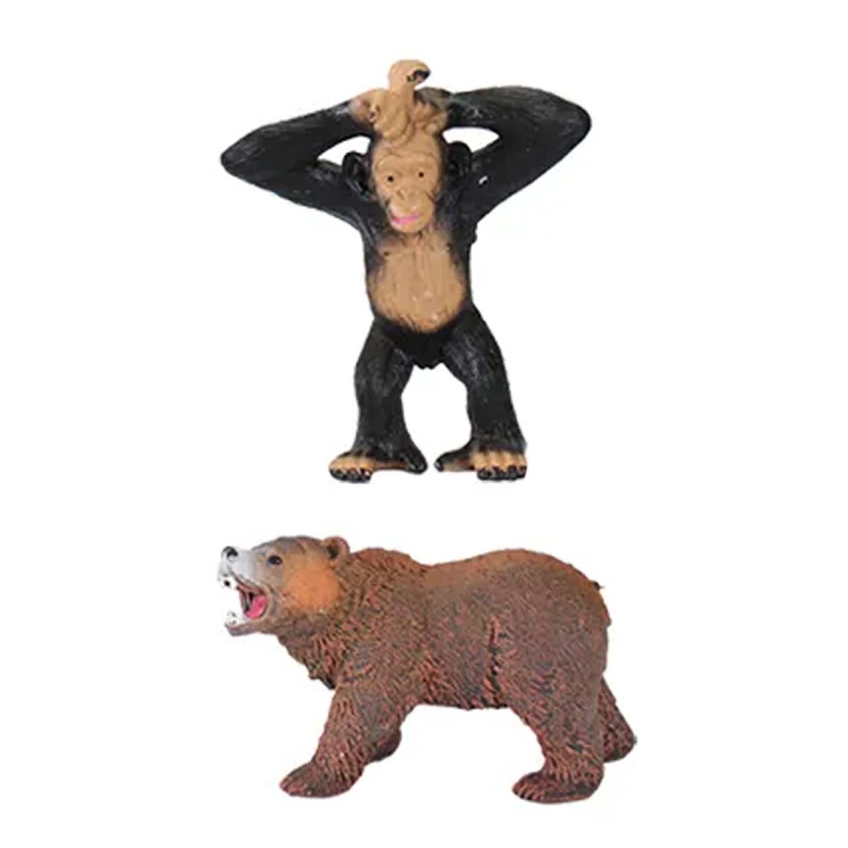 Set Colección de Animales de la Selva 2 Figuras en Plástico - Mono/oso 