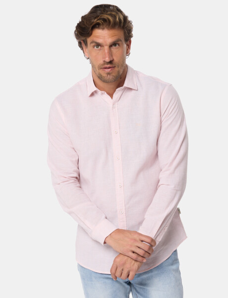 CAMISA RAYADA DE LINO Rosa