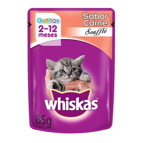 WHISKAS EN SALSA SOUFFLE CARNE GATITOS ALIMENTO HUMEDO 85 GR