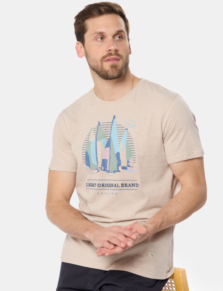 REMERA ESTAMPADA DE ALGODÓN Beige