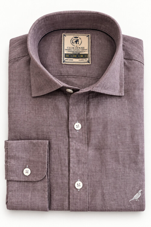 Camisa lino Short Collar Mora Melange
