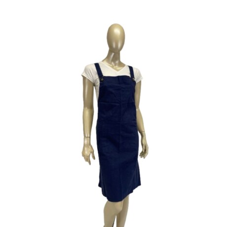 Delantal con peto, con bolsillo, tiras cruzadas y broches Azul marino