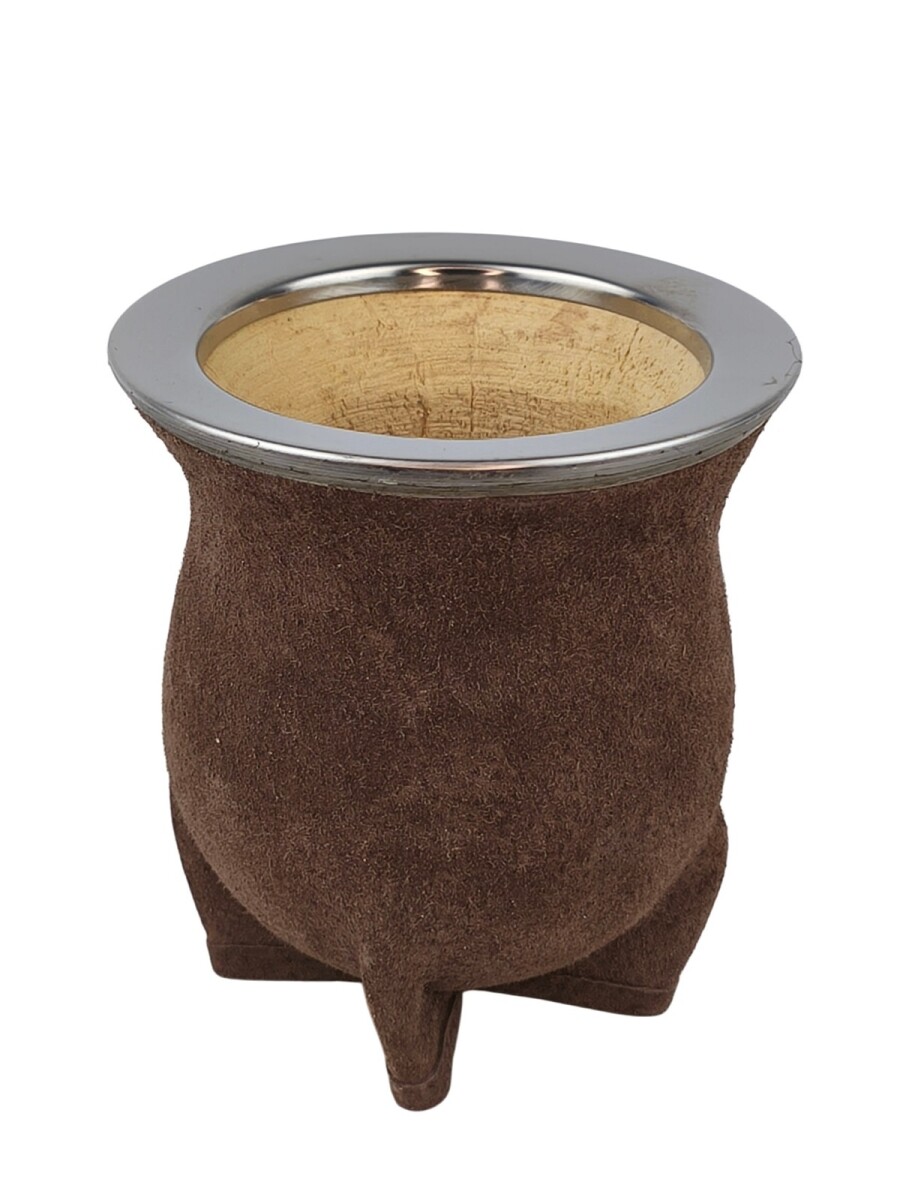 Mate calabaza camionero en pecarí acero grande - Chocolate 