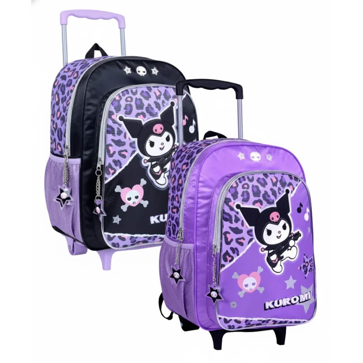 Mochila Infantil Kuromi C/carro 40cm Rueditas Escolar - M3 