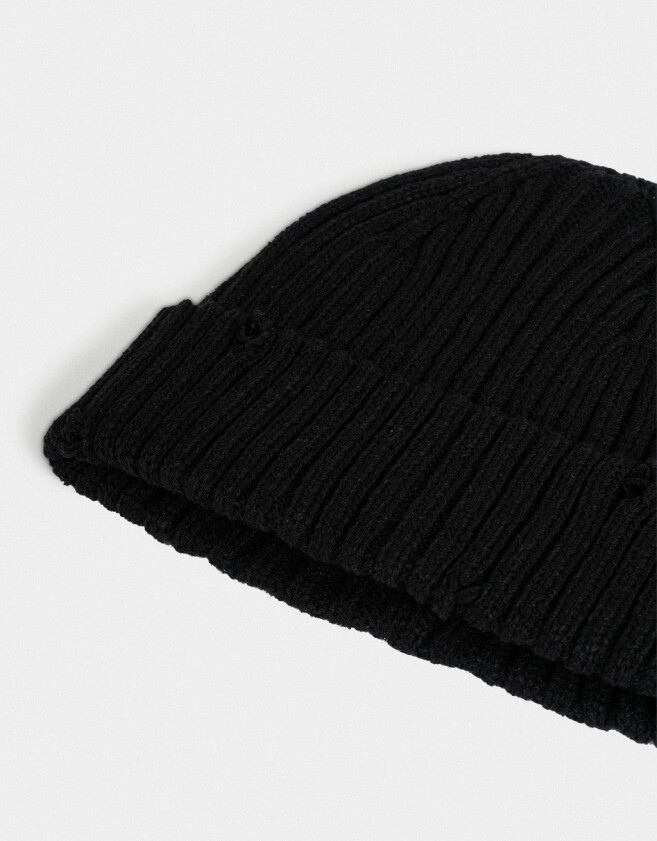 Gorro Clasico Gorro Tejido Efecto Rotura - Negro