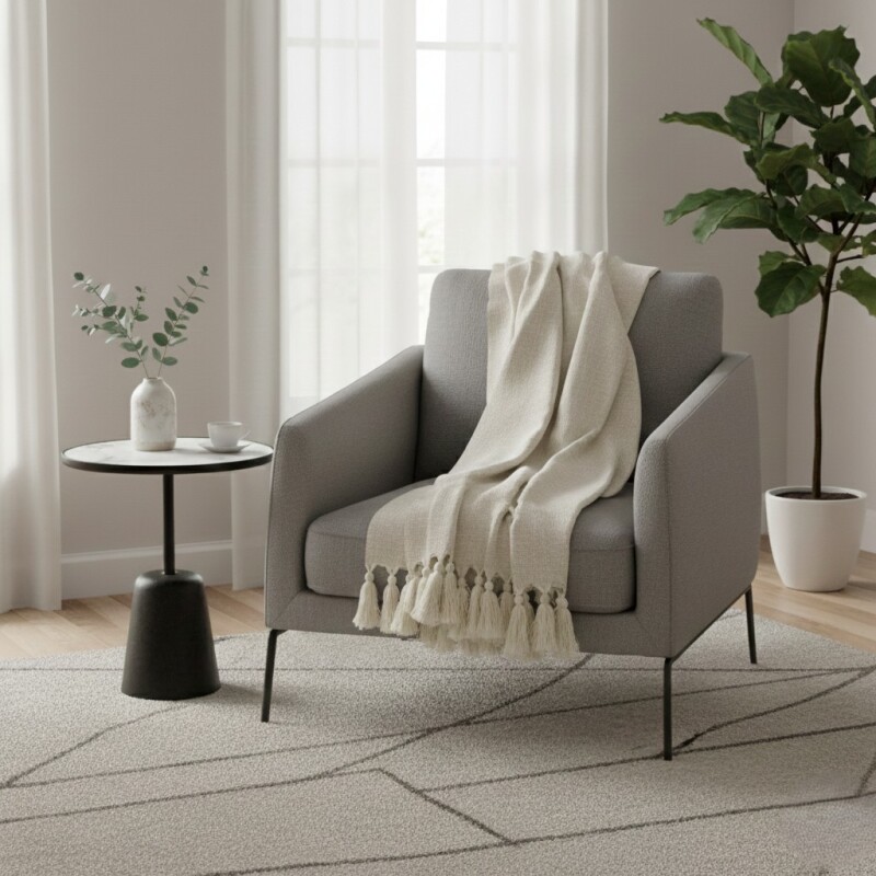 MANTA MARFIL C/BORLAS 125X150CM Unica