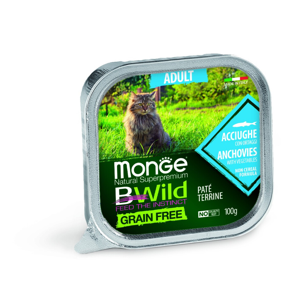 MONGE BWILD CAT AD. ANCHOVIES W/VEGETABLES 100 GRS MONGE BWILD CAT AD. ANCHOVIES W/VEGETABLES 100 GRS