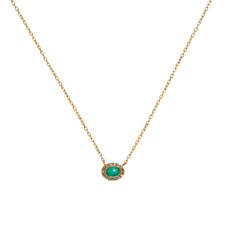 Cadena de oro 18 ktes aplique con brillantes y esmeraldas. Cadena de oro 18 ktes aplique con brillantes y esmeraldas.