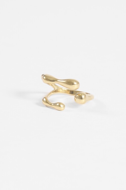 Anillo acero ajustable gota dorado