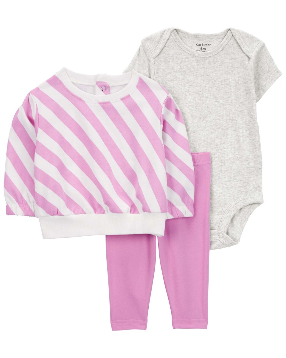 Set tres piezas de algodón, pantalón, buzo y body 
