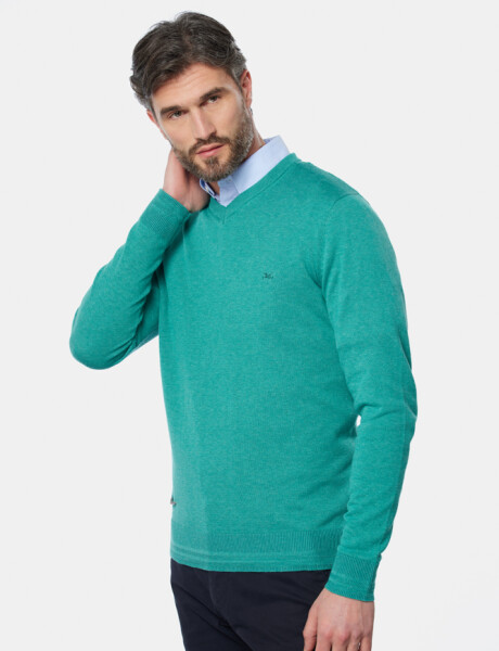 BUZO TEJIDO CUELLO V Verde