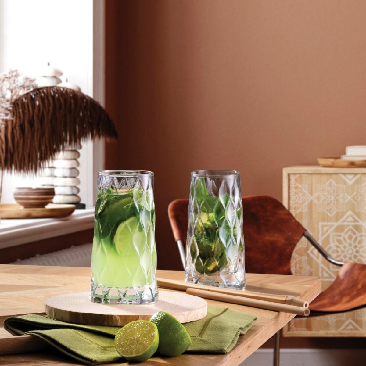 Vaso Trago Largo de Vidrio Set 4 Unidades Leafy Pasabahce 