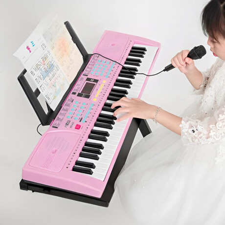 Órgano Musical Teclado Piano 61 Teclas Mozart Español Rosa