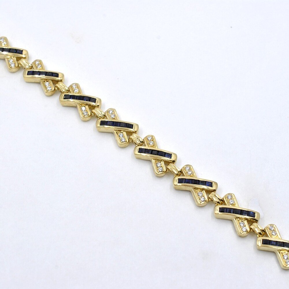 Collar En Oro 18K, Brillantes Y Zafiros Collar En Oro 18K, Brillantes Y Zafiros