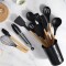 JUEGO 11 PIEZAS MENAGE SILICONA MANGO MADERA NEGRO