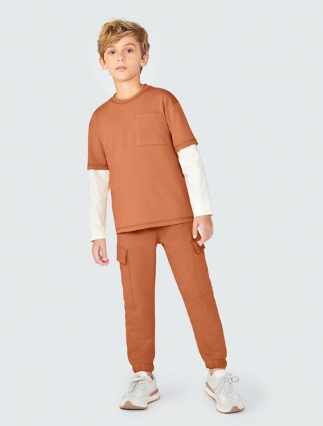 PANTALÓN BABUCHA INFANTIL CON BOLSILLOS MARRÓN
