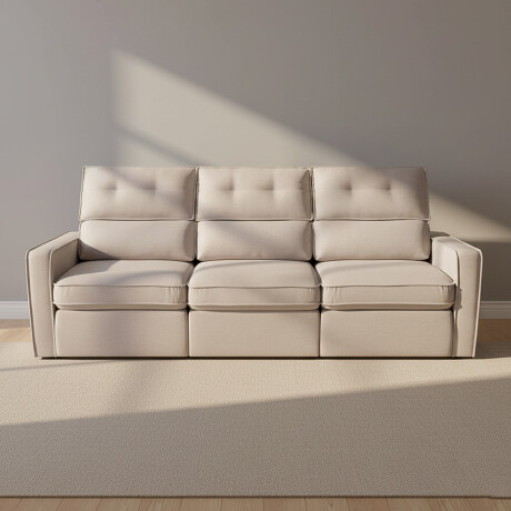 SOFA RETRACTIL 3 CUERPOS TELA NATURAL-BEIGE AMBAR BEIGE