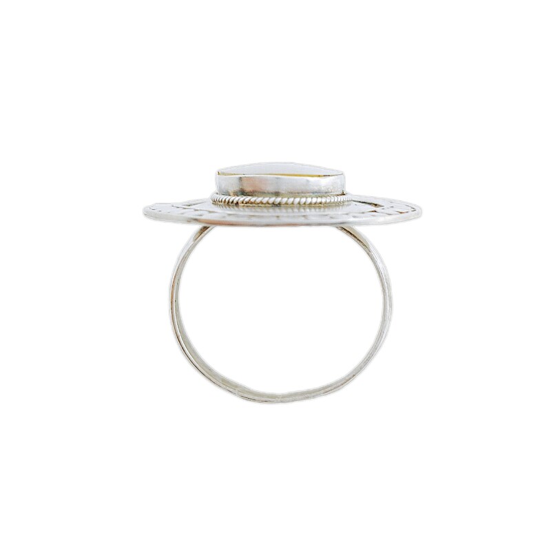 Anillo Circulo-Plata 925 Ajustable-Piedra Nacar-AN3372 conpiedra