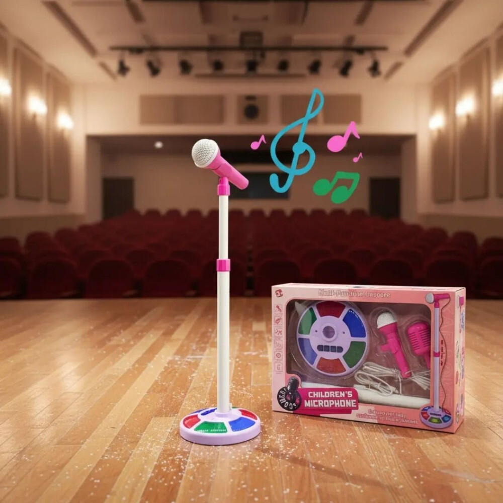 Microfono De Juguete Con Soporte, Luz Y Sonidos ROSA
