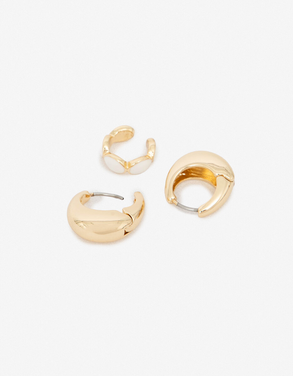 Set De Aros Metal Y Cuff Esmaltado 