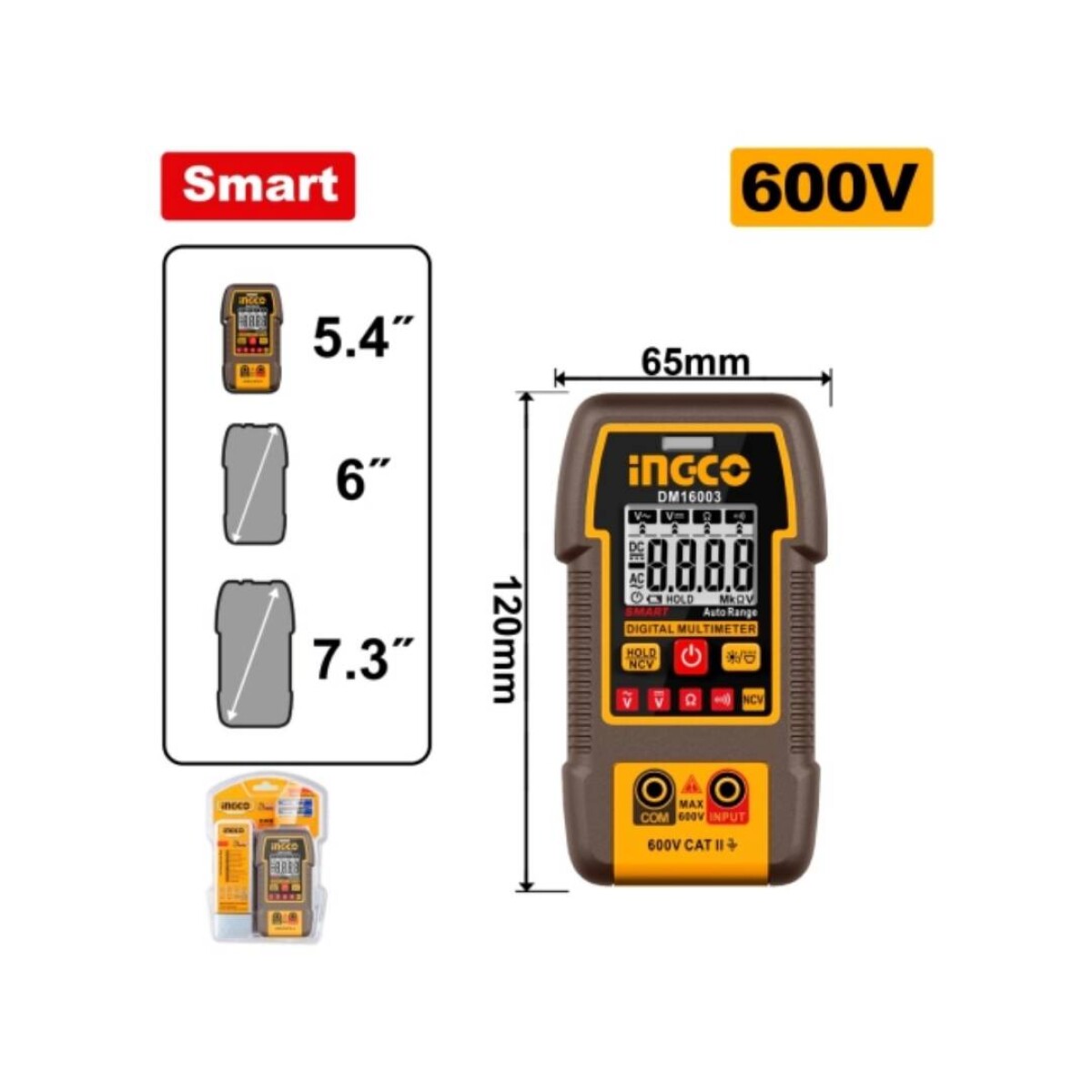 Tester Multimetro INGCO DM16003 Digital - 600V 