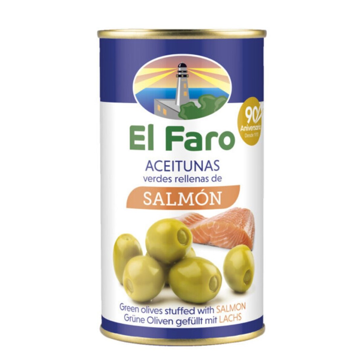 ACEITUNA RELL EL FARO LATA 150/350G SALMON 