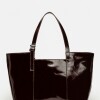 Bolso The Icon en cuero charol arrugado Red Tabaco
