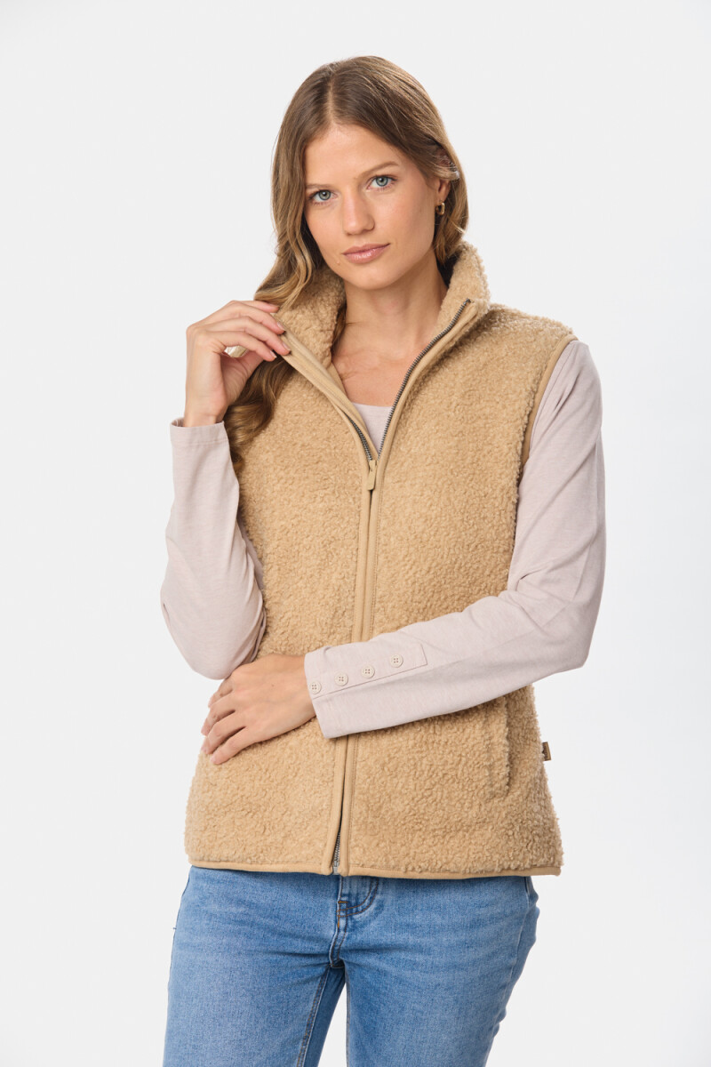 CHALECO TEJIDO CORDERITO - Beige 