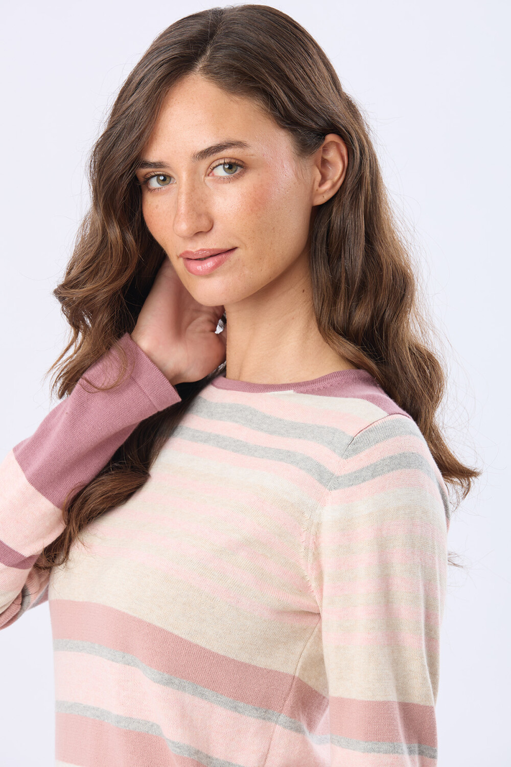 BUZO TEJIDO RAYADO Rosado