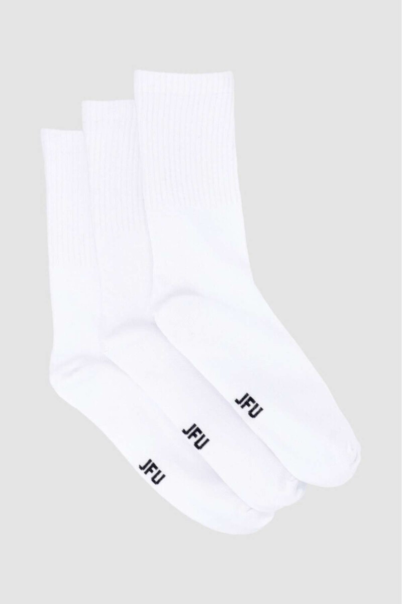 Pack x3 medias media caña lisas - Blanco 