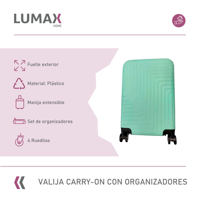 Valija Carry-on de mano Rígidas Con Organizadores Verde menta