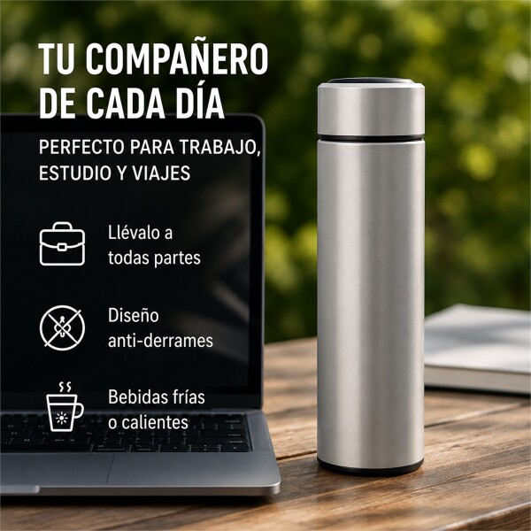 Botella Térmica Acero Inox Termo Táctil Sensor Temperatura PLATEADO