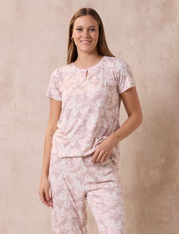 Pijama C/capri MULTI/ROSA