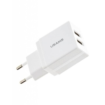 Ficha Cargador Usb Doble Puerto 2,1a Carga Rapida Usams Ficha Cargador Usb Doble Puerto 2,1a Carga Rapida Usams