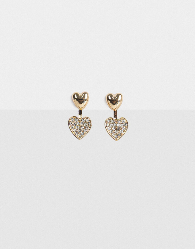 Aros Pasantes Con strass Aros Pasantes Corazón Strass - Dorado