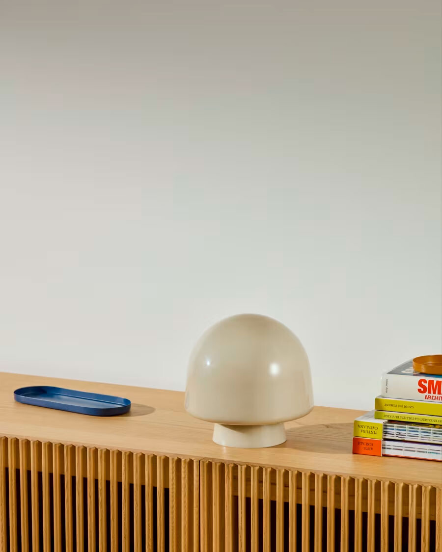 Lámpara de mesa Reig de cristal gris