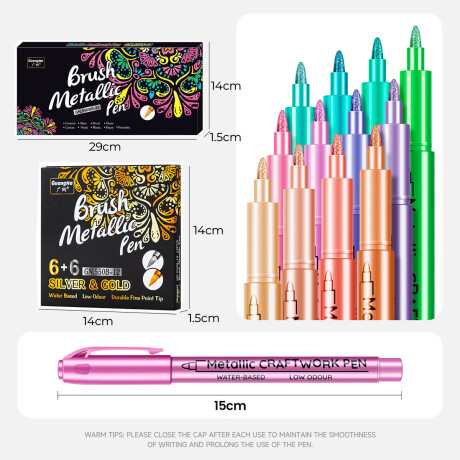 Set X52p Marcadores Metálicos Acrílicos Cinta Washi Esc002006