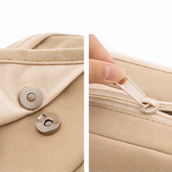 Cartuchera Organizador Escolar Grande Triple Cierre Bolsillo Color Beige