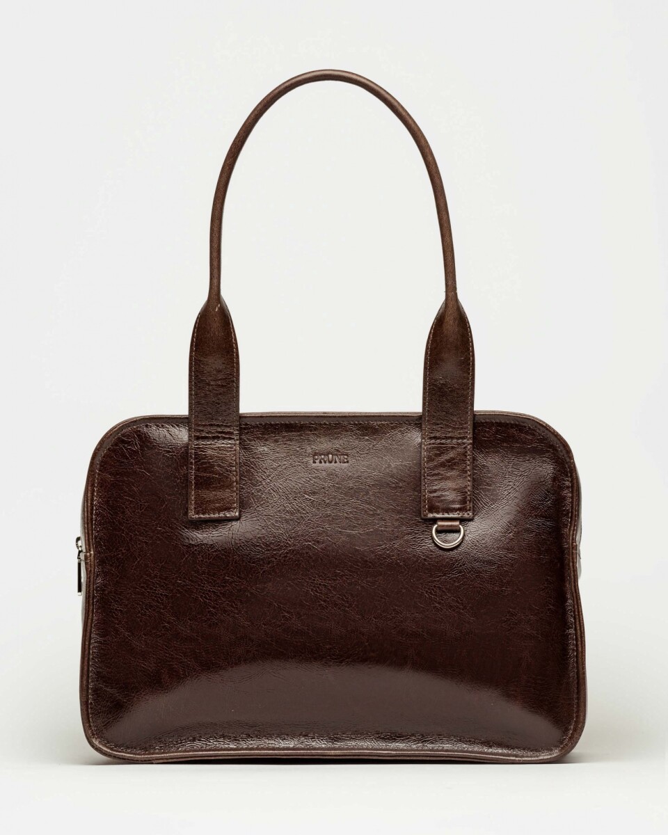 Bolso Capri en cuero arrugado - Chocolate 