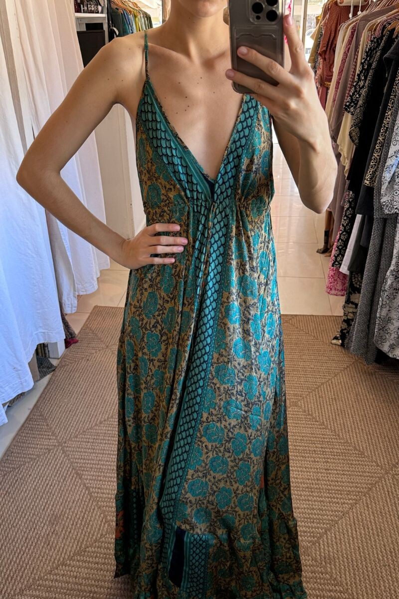 Vestido de seda Vida Tonos turquesa