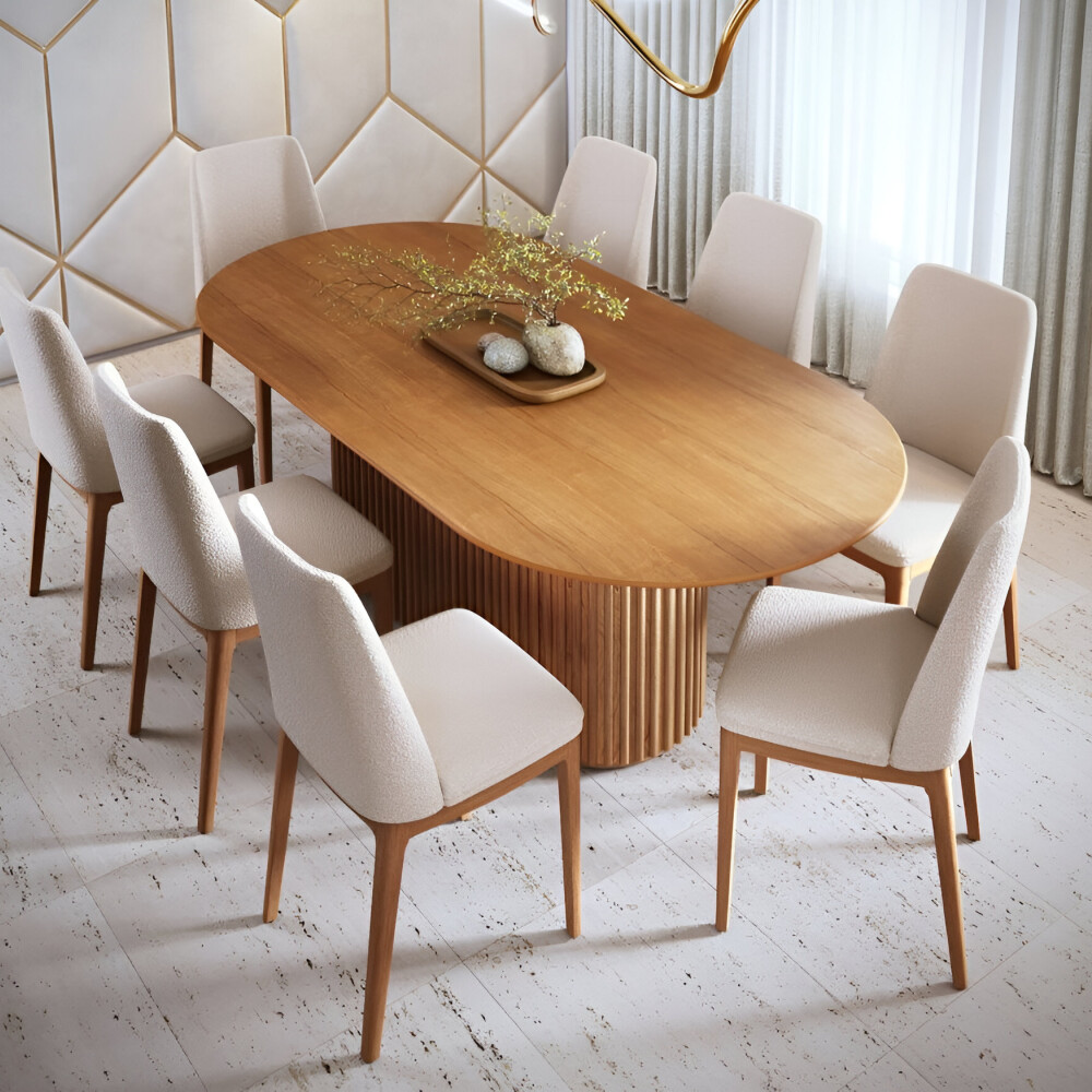 Mesa de Comedor 1.6 Oval - Línea Manhattan Marrón
