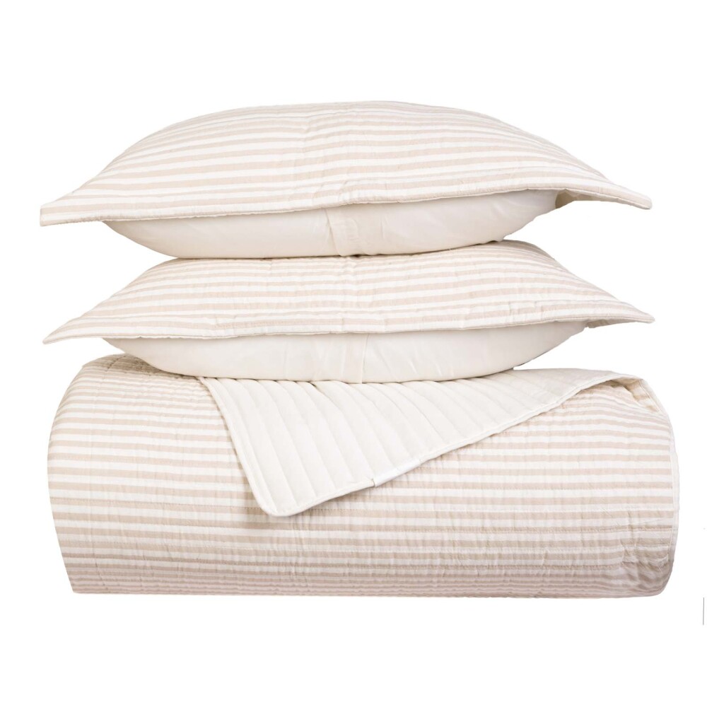 SET CUBRECAMA 1 PLAZA ALGODON COTTON STRIPE