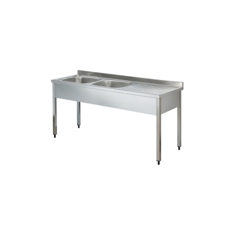 Mesada de Lavado con 2 Piletas Lateral Izquierdo de Acero Inoxidable 160 x 70 x 85 cm Mesada de Lavado con 2 Piletas Lateral Izquierdo de Acero Inoxidable 160 x 70 x 85 cm