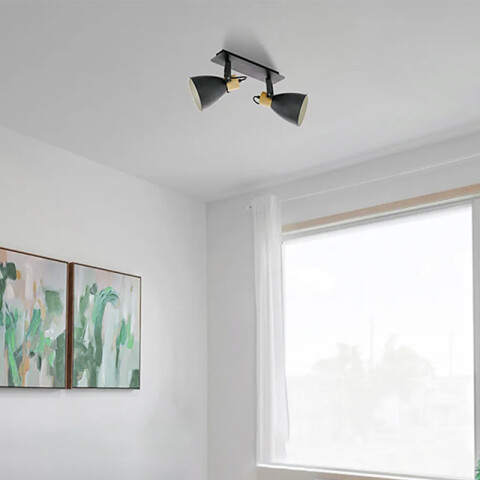 Spot de 2 luces E27 campanas acero negro COSWARTH EG4070