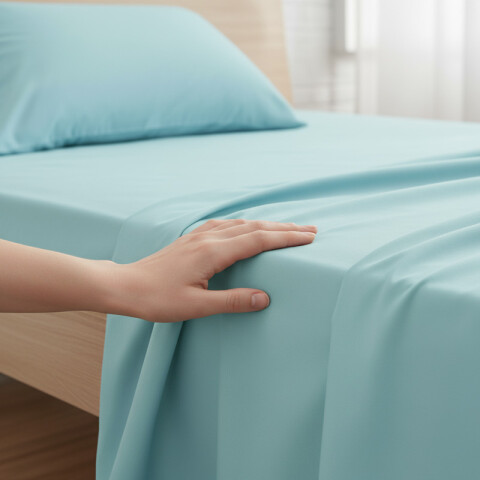 Juego De Sabanas 2 Plazas Toque Algodón Sommier Lisa Celeste Juego De Sabanas 2 Plazas Toque Algodón Sommier Lisa Celeste