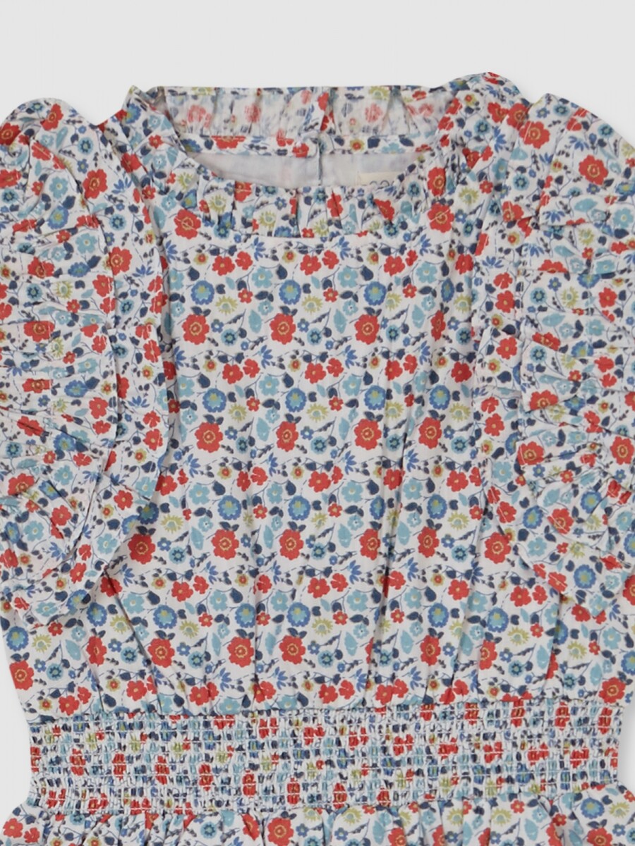 Vestido De Flores Con Cintura Engomada Gris