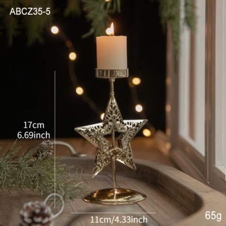 Porta Vela Candelabro Navideño Estrella