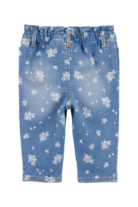 Pantalón jean con cintura paperbag Sin color