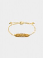 Pulsera Ajustable Placa Con Cadenas dorado