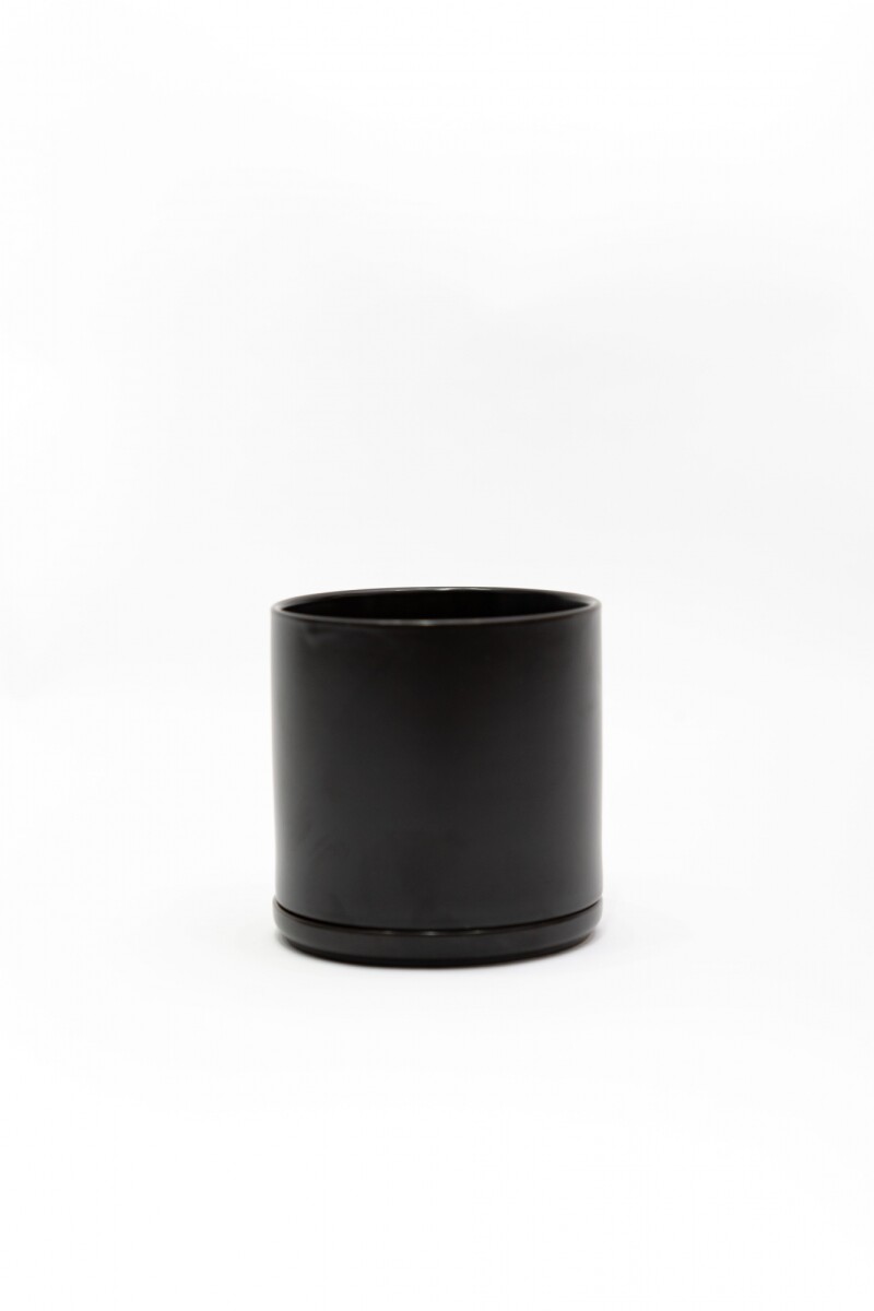 MACETA CERÁMICA XS CON PLATO - NEGRA 